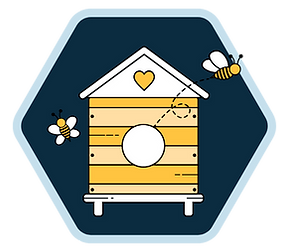 Button: Explore Psychology Services - Within a honeycomb-shaped design showcasing a pattern with two bees and two flowers, re
