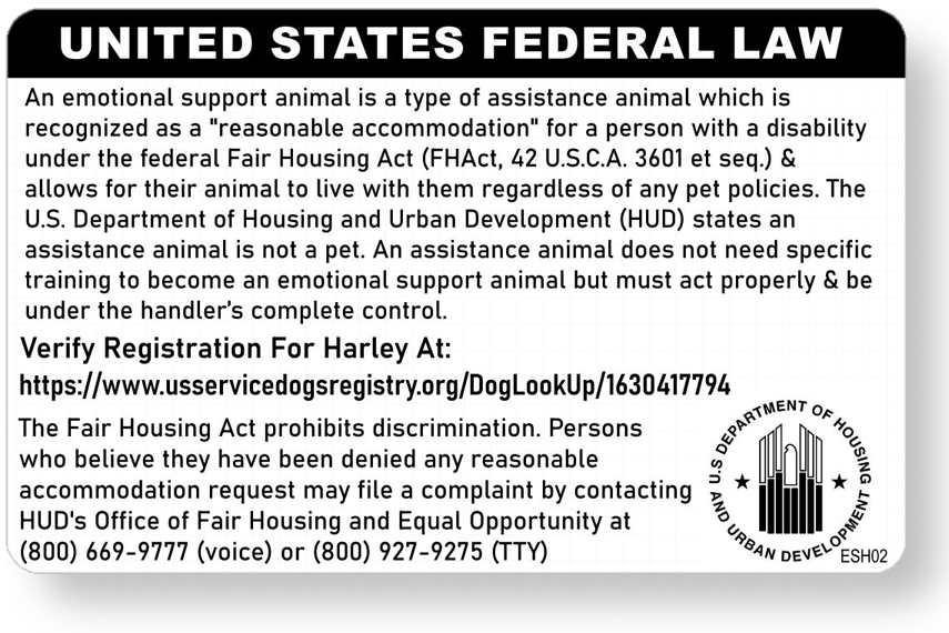 Thumbnail: Custom QR Code Emotional Support Dog Handler ID Card - Landscape