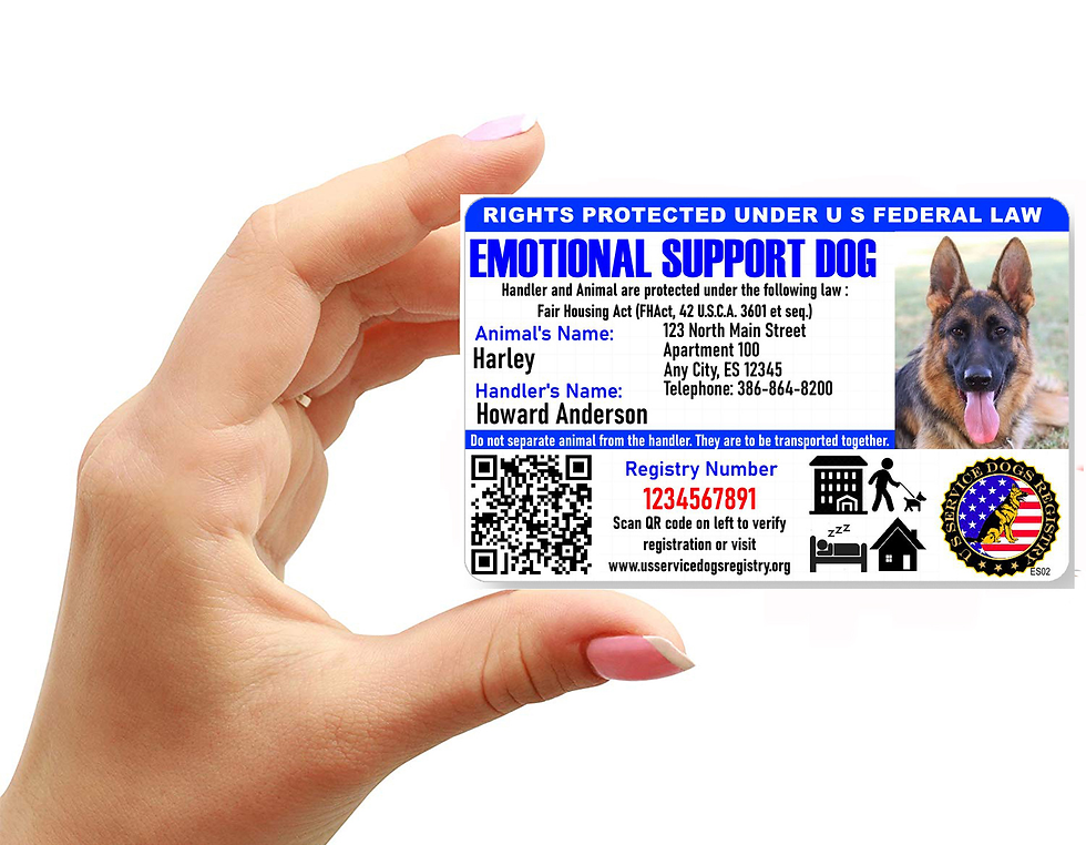 Thumbnail: Just 4 Paws Custom Emotional Support ID Card with QR Code & Security Seal and Op