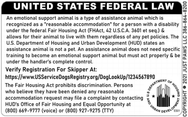 Thumbnail: Just 4 Paws Custom Emotional Support ID Card with QR Code & Security Seal and Op