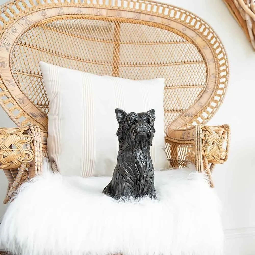 Petributes Sculptured Yorkshire Terrier Urn in an antique bronze finish