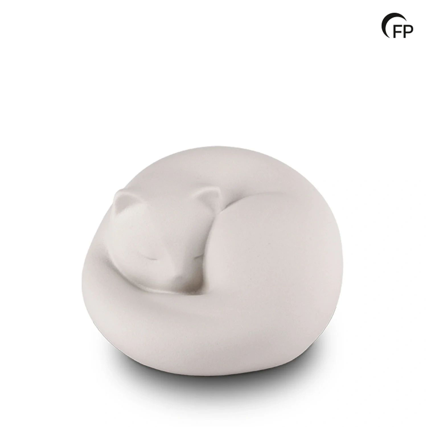 Porcelain Sleeping Cat Shaped Urn in white or grey. Indoor or Outdoor use