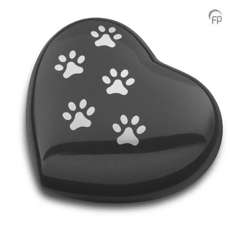 Slate heart urn with silver paws
