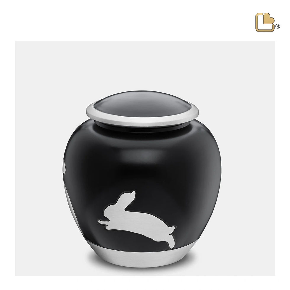 Thumbnail: Love Urns Shadow Rabbit urn in black and pewter