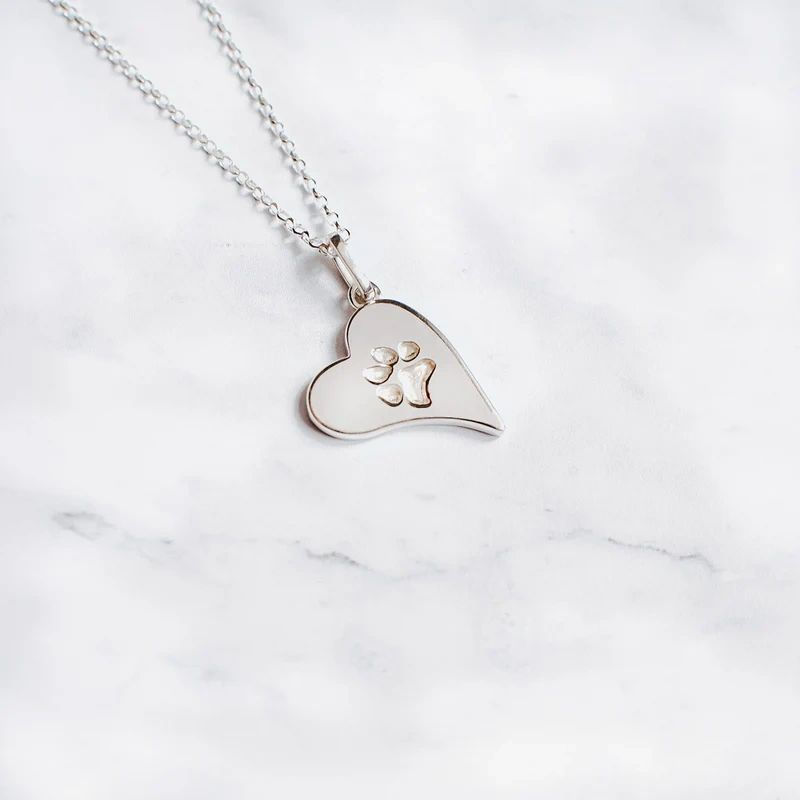 Classic Small Flowing Heart Paw Print Charm by Petite Paw Prints