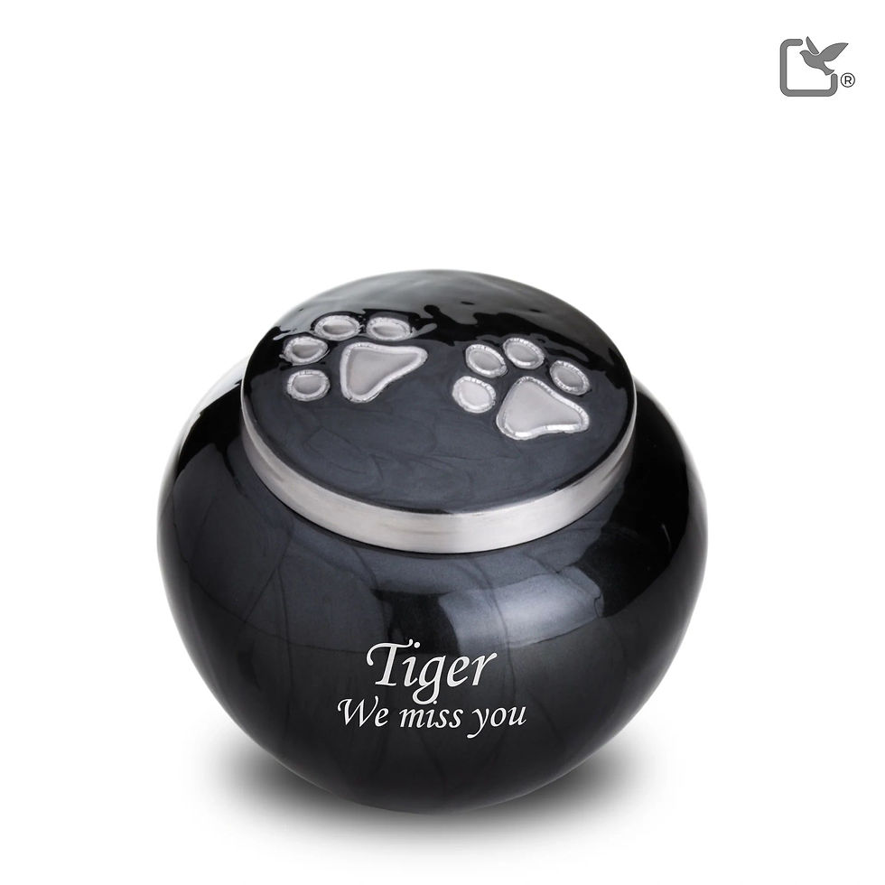 Classic Round Pet Urn Midnight & Brushed Pewter