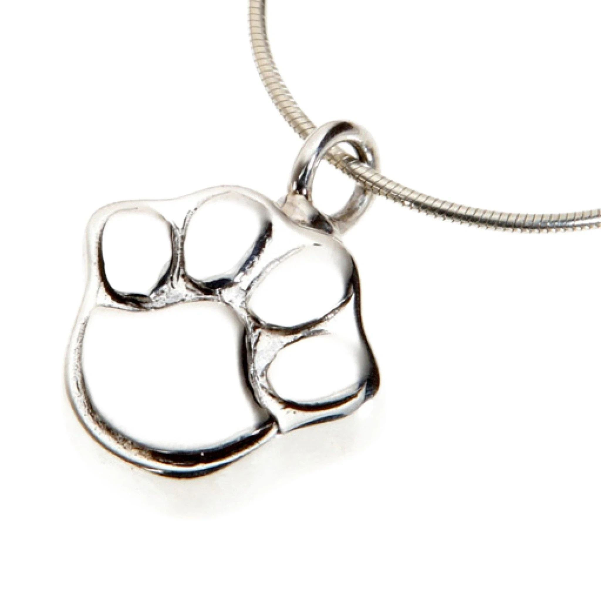 Stunning silver paw print pendant with silver chain