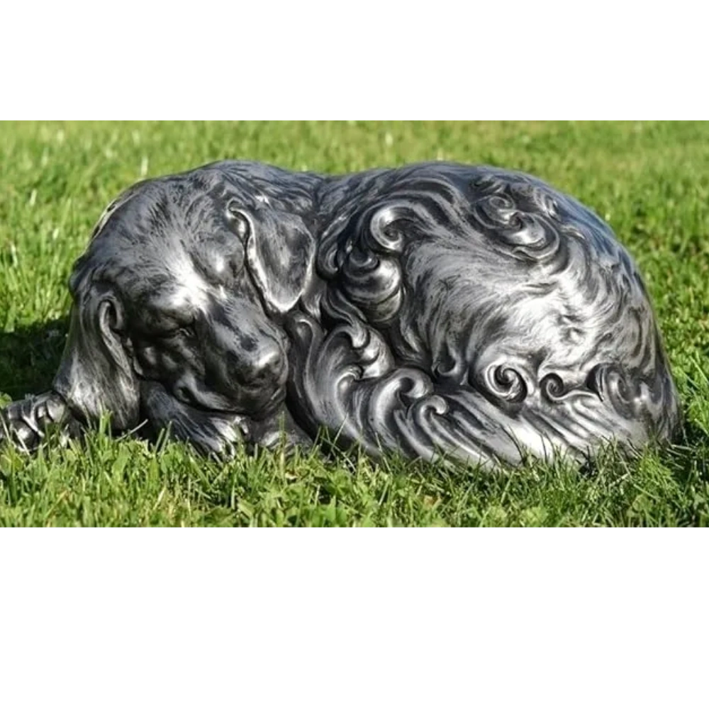 Pets Remembered At Peace Dog Urn in pewter, black, bronze or copper finishes