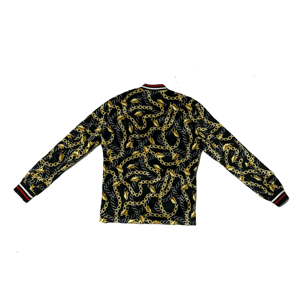 Thumbnail: Men's Chain Pattern Luxury Design Suede Tracksuit