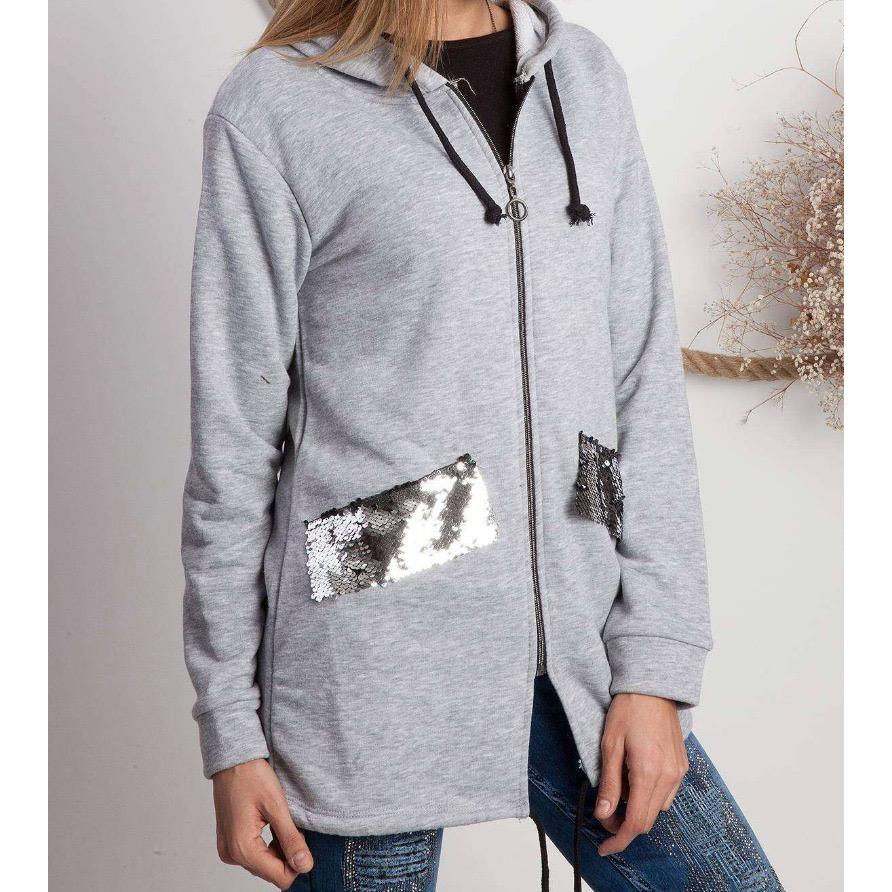 Thumbnail: Star Detailed Hooded Sweatshirt Grey