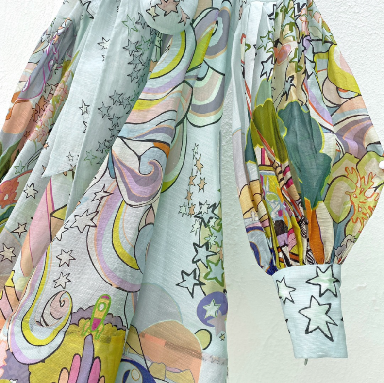 Thumbnail: Sky green long sleeve floral midi dress from 8-12