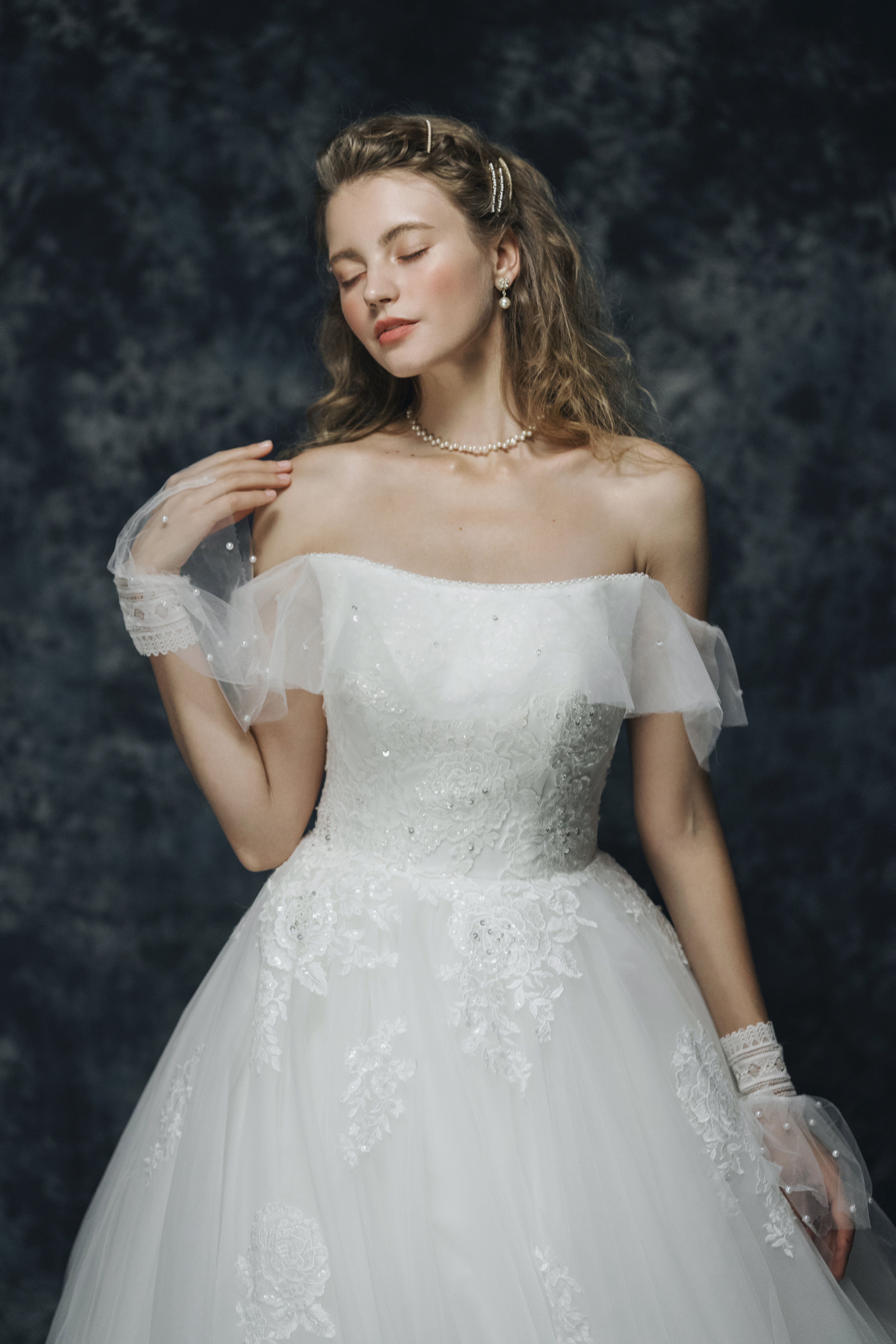 One shoulder princess attractive sexy floor wedding gown for Rehearsal