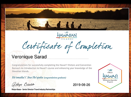 Hawaii Intro course Certificate