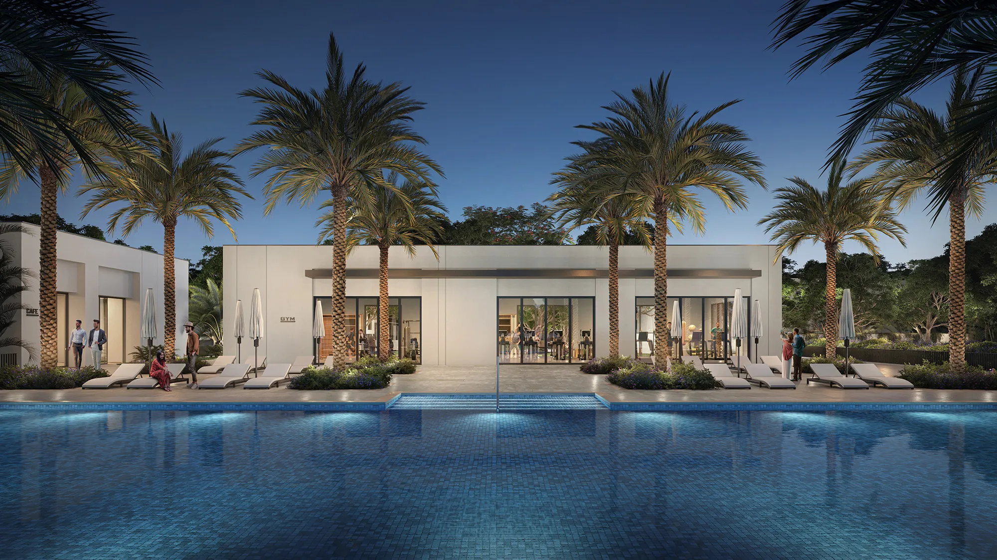 backyard pool closeup view of luxury apartment in avena