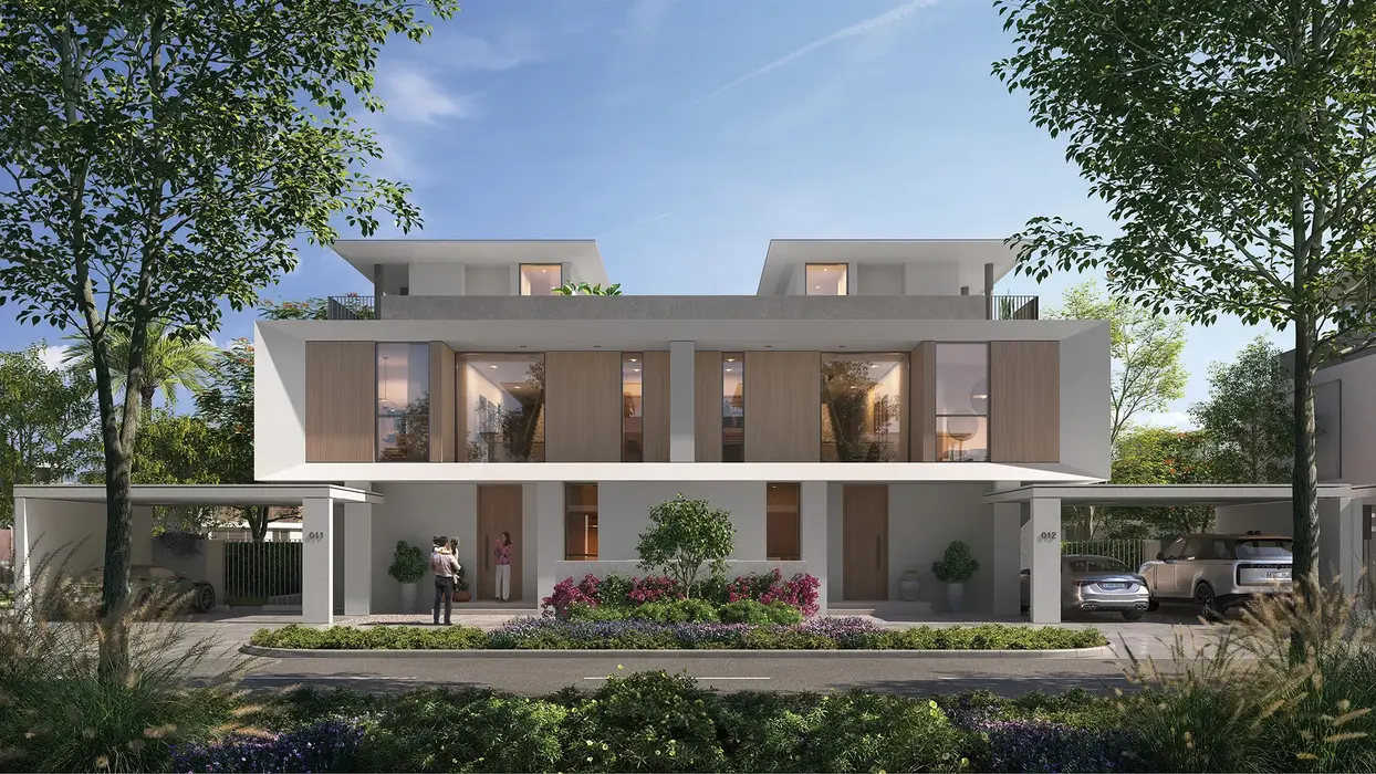 luxury villa front lawn view