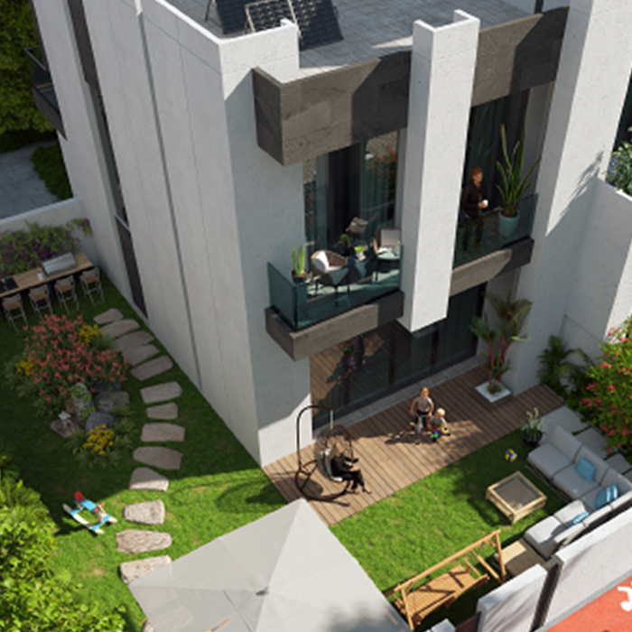 top view of a villa
