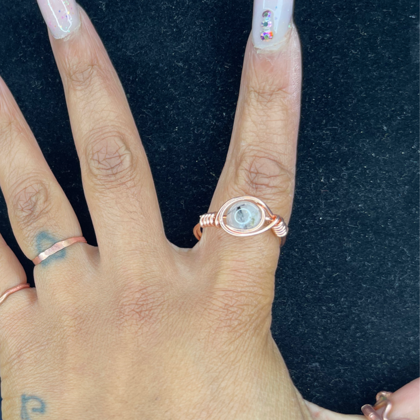 Tourmaline Quartz Wrapped Ring