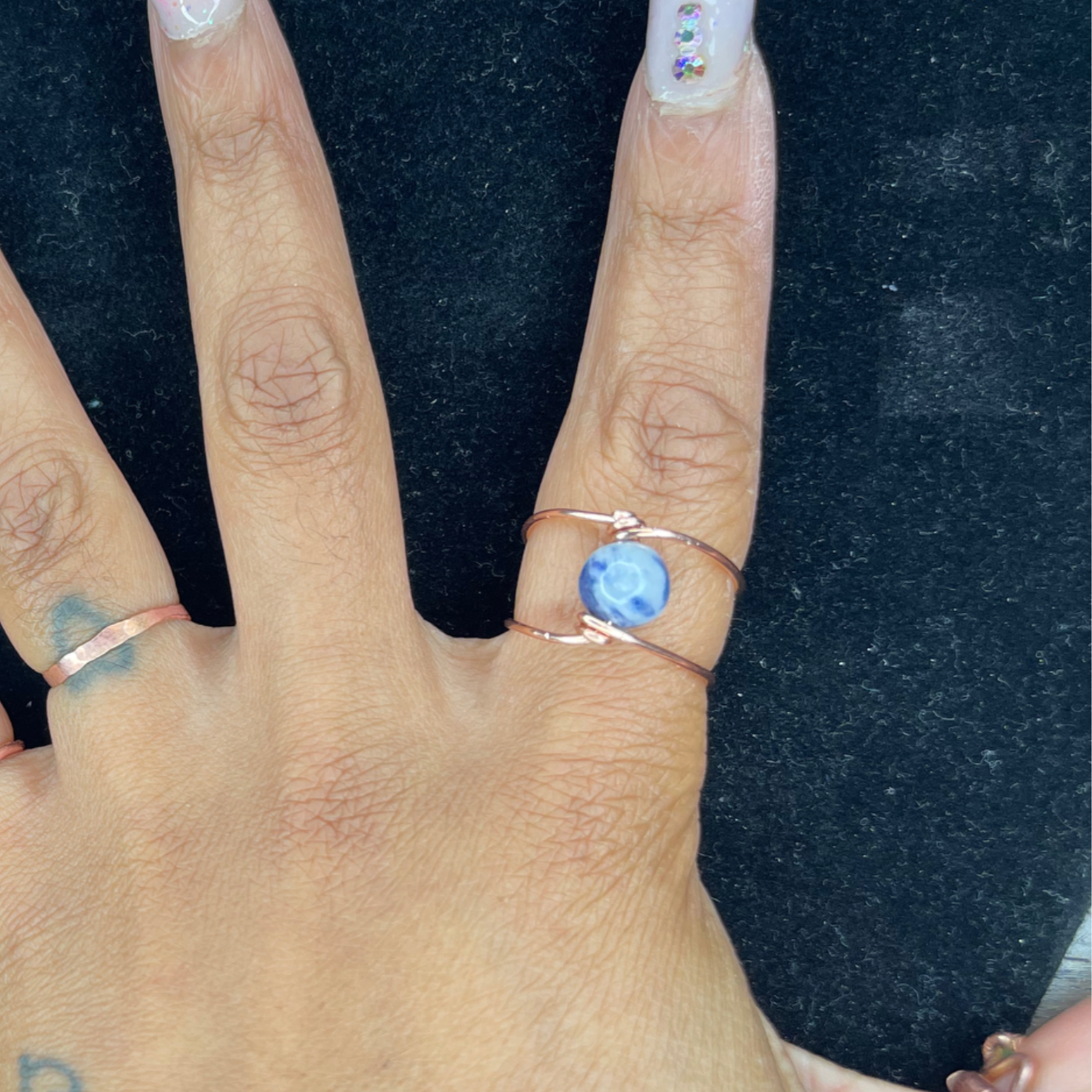 Blue Sodalite Wrapped Ring