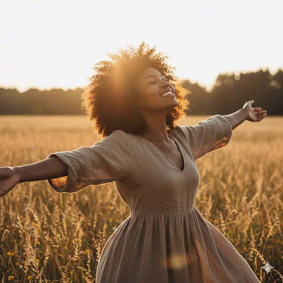 Femme heureuse qui ouvre ses bras dans un champ