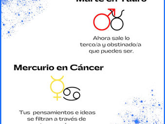 Marte en Tauro y Mercurio en Cáncer 2022