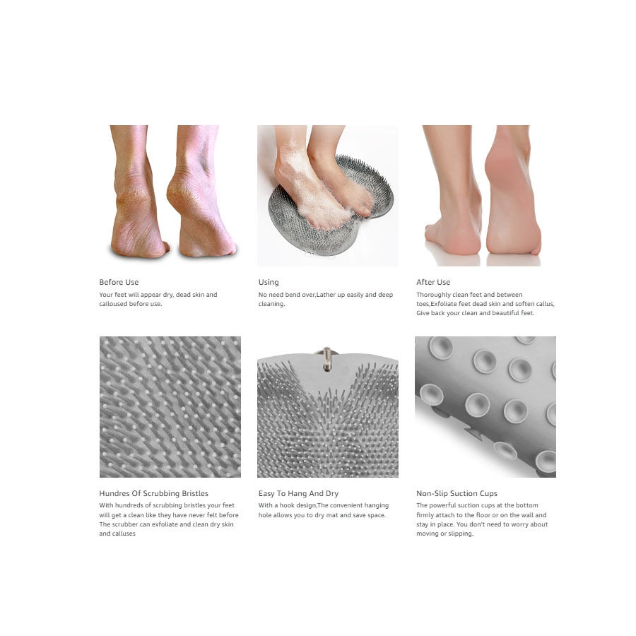 Miniatura: Shower Foot Scrubber Mat Back Washer Exfoliating Bath Wash Pad Wall Mounted Slip