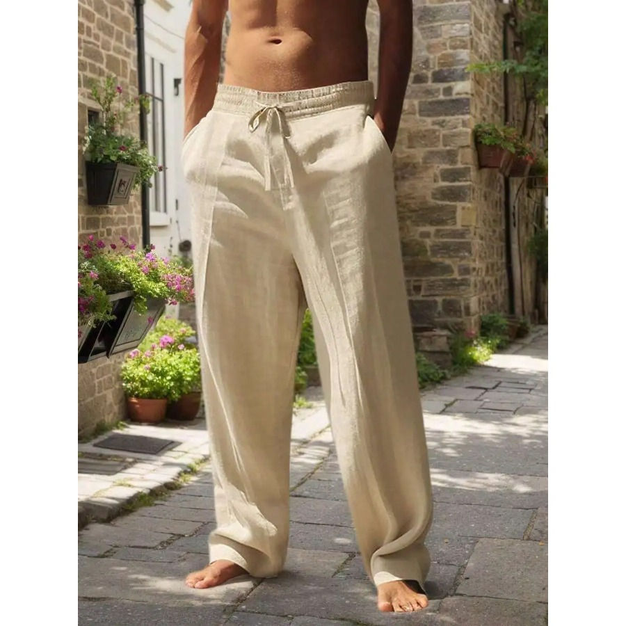 Miniatura: Men's Linen Wide Leg Casual Pants Are Loose Fitting, Breathable And Comfortable,