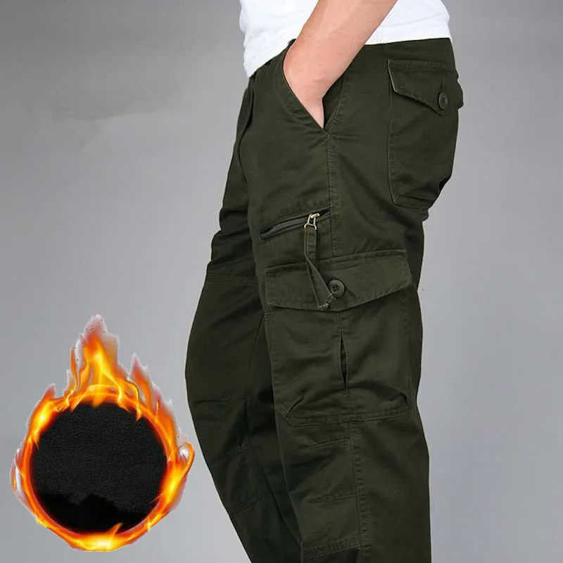 Thumbnail: Men's Winter Cargo Pants Double Layer Fleece Warm Thick Camouflage Tactical Cott