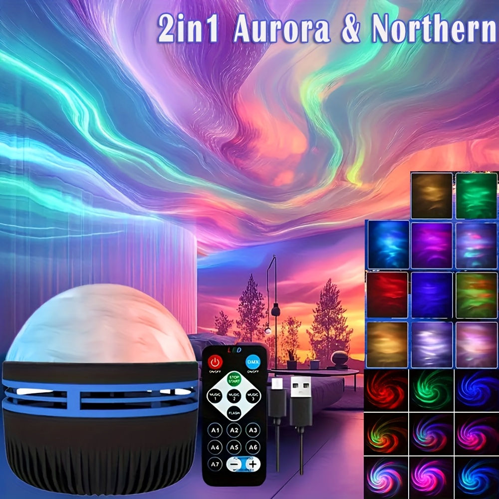 LED Starry Sky Galaxy Projector Ambient Light Aurora/Water Wave Night Light Aut