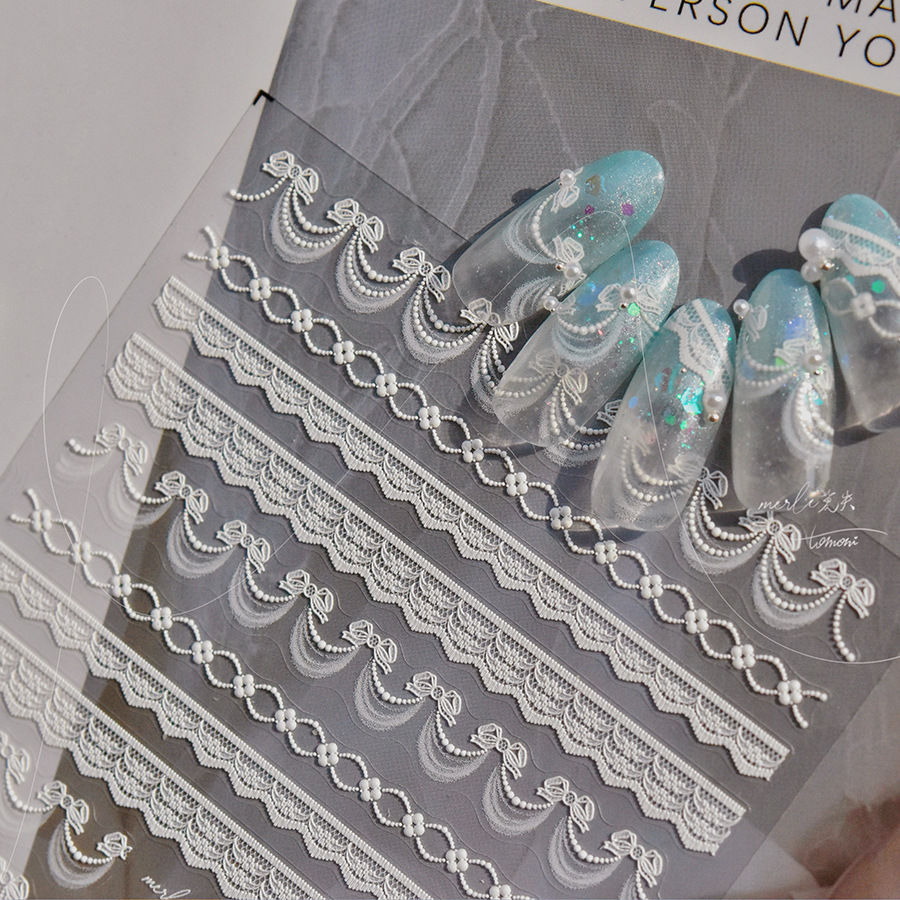 Thumbnail: Exquisite Pink Lace Nail Art Stickers 5D Relief Lace Series Nails 3D Decoration 