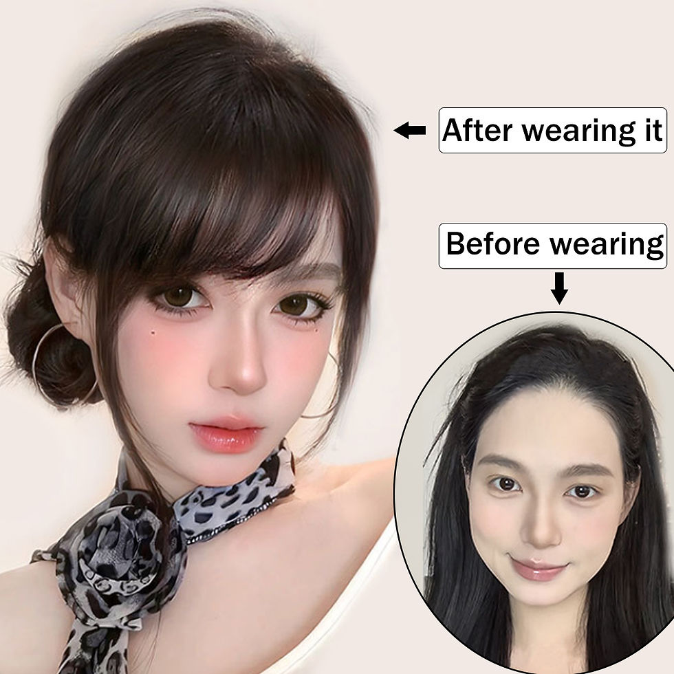 Miniatura: Synthetic  Slanted Bangs Short Brown Black Fake Hair Fringe Extension Clip in Ha