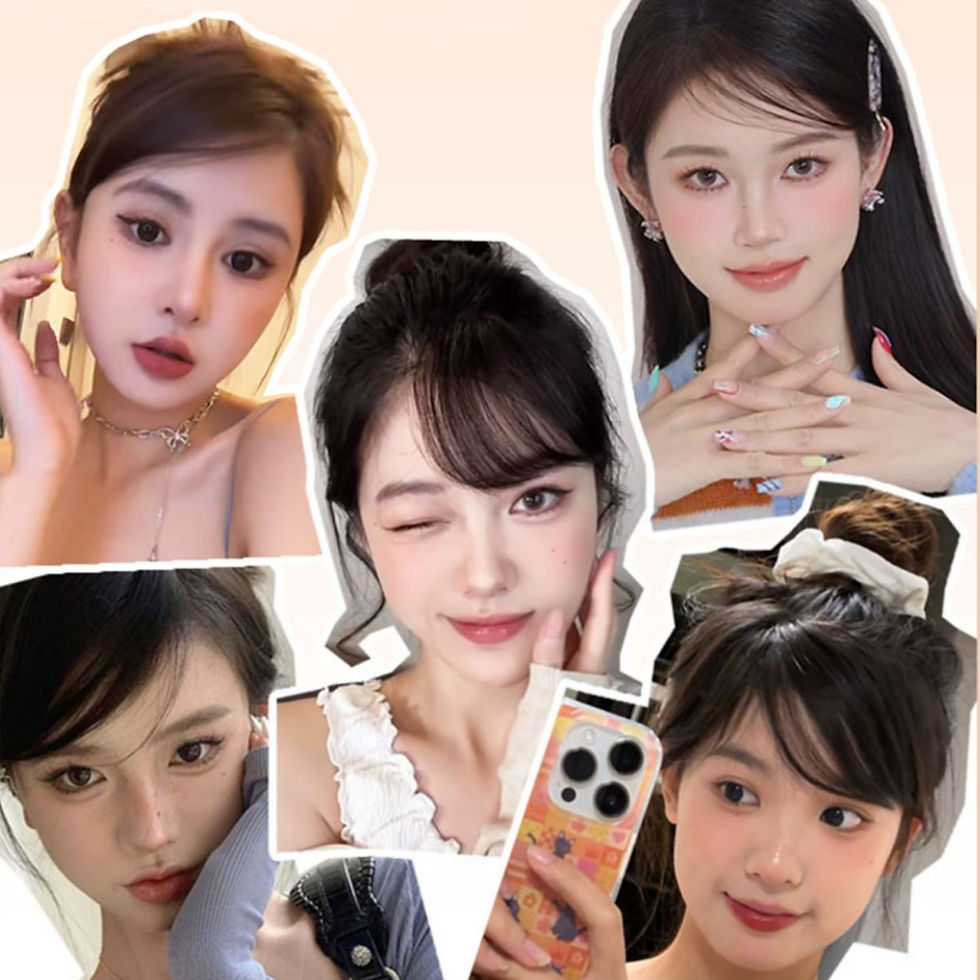 Miniatura: Synthetic  Slanted Bangs Short Brown Black Fake Hair Fringe Extension Clip in Ha
