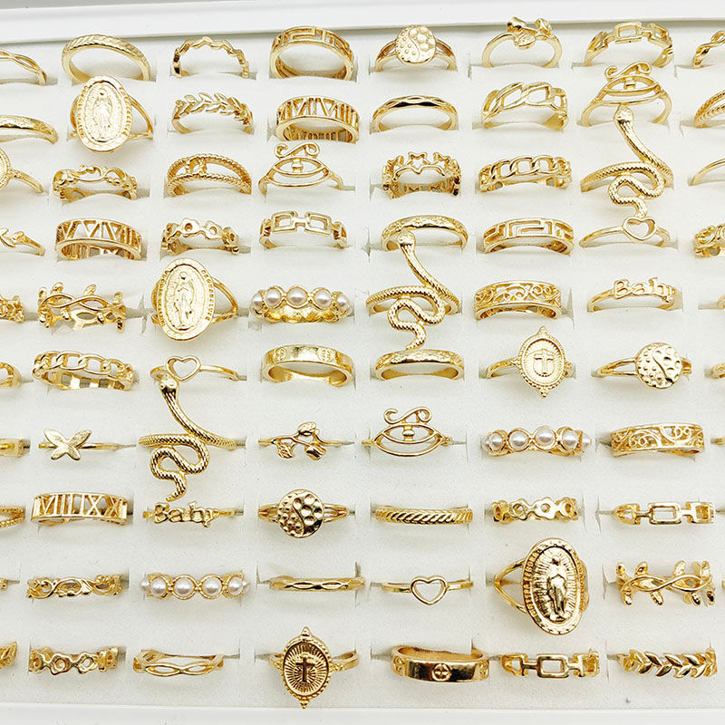 Miniatura: 30pc/Lot Gold Color Finger Rings For Girls New Love Snake Animal Butterfly Cutou