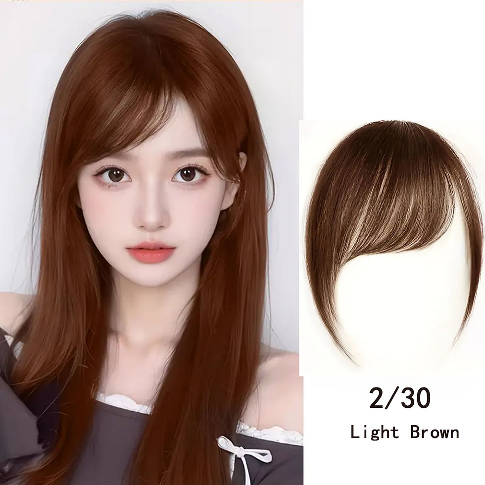 Miniatura: Synthetic  Slanted Bangs Short Brown Black Fake Hair Fringe Extension Clip in Ha