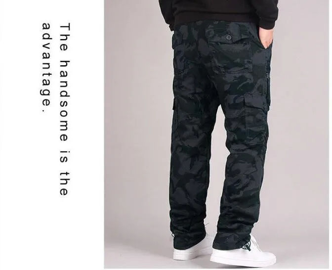 Thumbnail: Men's Winter Cargo Pants Double Layer Fleece Warm Thick Camouflage Tactical Cott