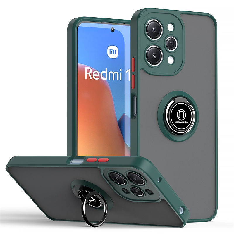 Thumbnail: Matte Armor Hard PC Case For Xiaomi Redmi 12 4G 5G Car Magnetic Holder Ring Kick