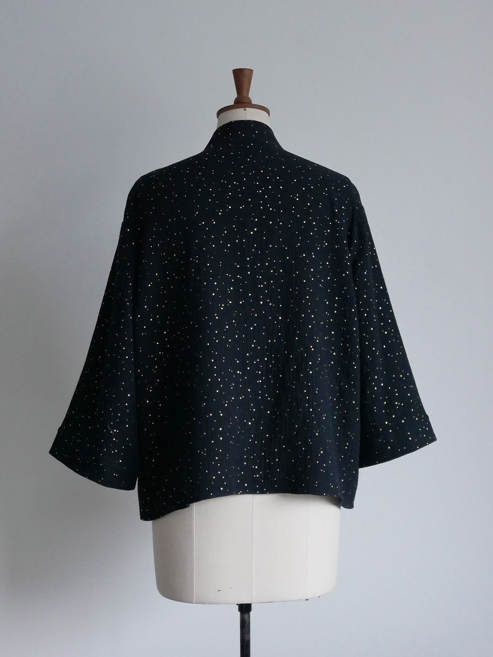 Thumbnail: Gold Dot Kimono Jacket in Black (Made to Order)