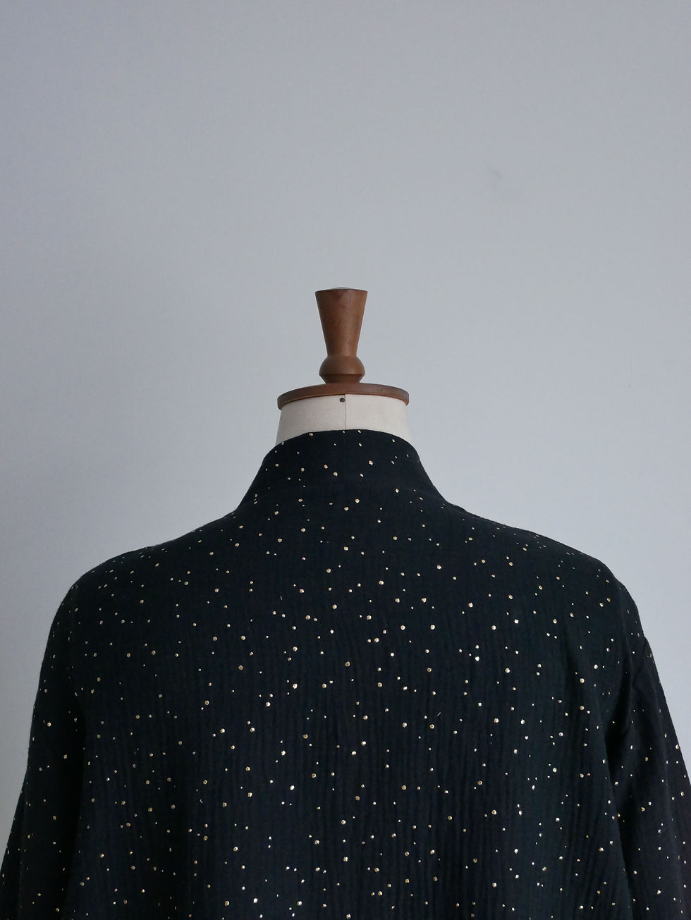 Thumbnail: Gold Dot Kimono Jacket in Black (Made to Order)
