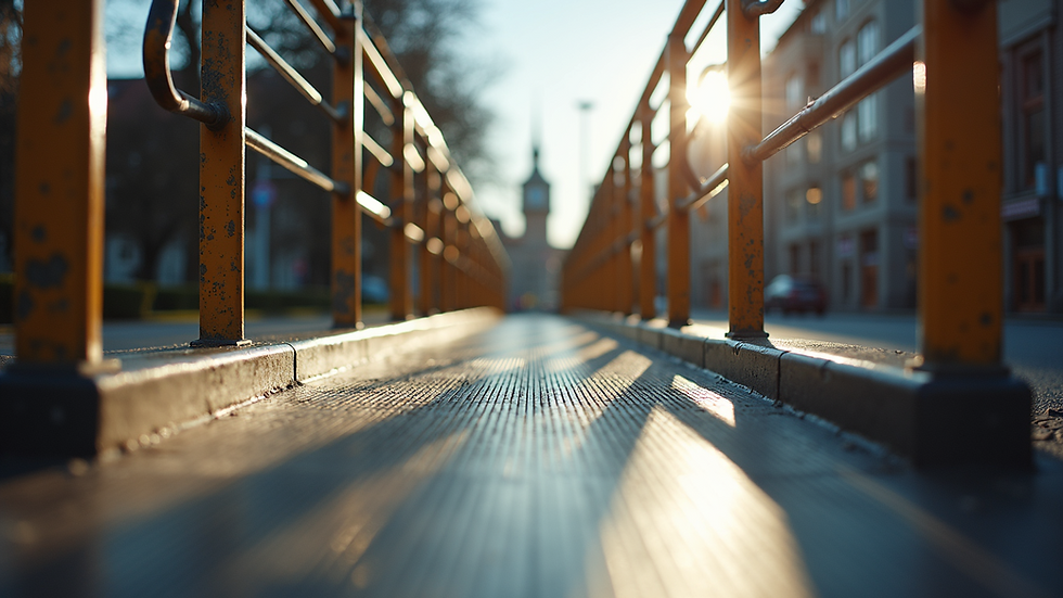 Eye-level view of a wheelchair-accessible public transport ramp