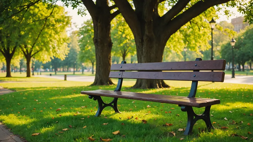 Close-up view of a park bench underneath a tree, symbolizing companionship and shared moments.