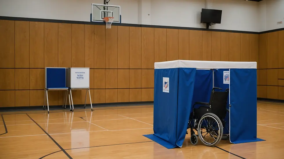 Eye-level view of a wheelchair-accessible voting booth
