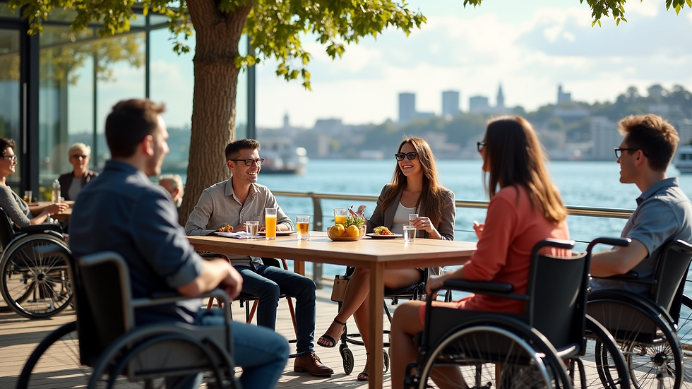 Close-up view of a conference room with advocacy group members discussing policy