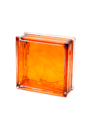 Cloud Mist Glass Block with Amber Interior Color