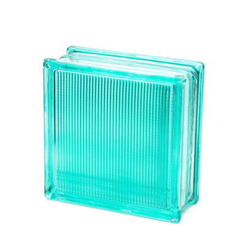 Vertical Line Glass Block with Aqua Interior Color