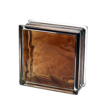 Cloud Mist Glass Block with Brown Interior Color