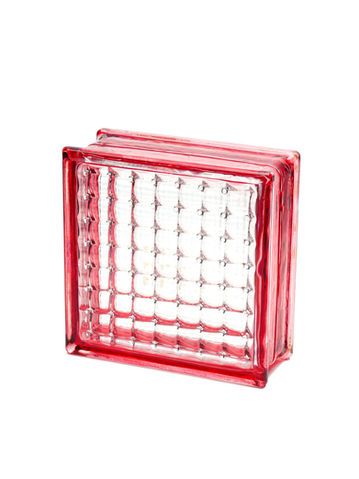 Colored Glass Block-Bubble Cross-Red