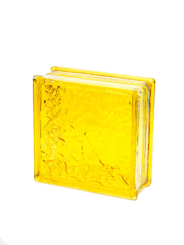 Ice Crackle Glass Block-Yellow Exterior Color