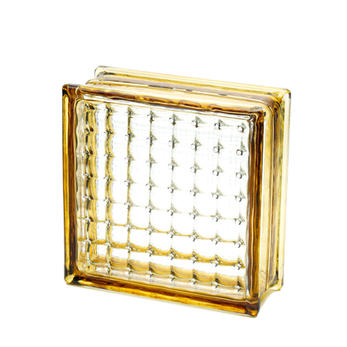 Colored Glass Block-Bubble Cross-Honey