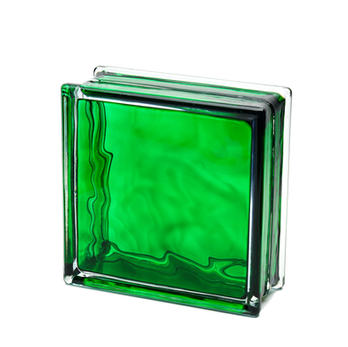 Cloud Mist Glass Block with Green Interior Color