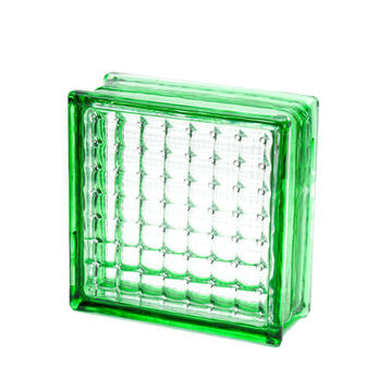 Colored Glass Block-Bubble Cross-Green