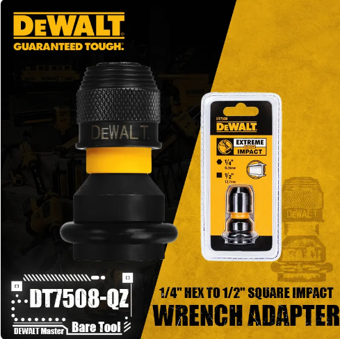 Thumbnail: DEWALT DT7508-QZ 1/4" Hex to 1/2" Square Impact Wrench Adapter Wrench Power Tool